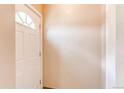 Close up view of a white front door with sidelight at 9150 Lilly Ct, Thornton, CO 80229