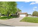 Suburban two-story house with white garage door and large lawn in a sunny, residential neighborhood at 11199 Dahlia Pl, Thornton, CO 80233