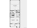 First floor floorplan featuring a kitchen, dining area, great room, powder room and two car garage at 6641 E 148Th Dr # 4, Thornton, CO 80602