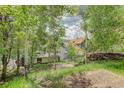 A view of two homes nestled among tall trees, showcasing a serene and private backyard setting at 1324 Virginia St, Idaho Springs, CO 80452