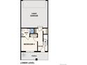 Lower level floorplan featuring a 2-bay garage, bedroom, bath, foyer and porch at 6824 Huddersfield Ln, Castle Pines, CO 80108