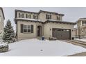 Beautiful two-story home with a two-car garage, snow-covered yard at 9724 Cantabria Pt, Lone Tree, CO 80124