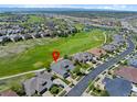 Aerial view of home in a Primary-planned community with a golf course and easy access to highways at 7879 S Zante Ct, Aurora, CO 80016