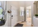 Bright entryway with wood-look floors, white door, adjacent to the open layout of the home at 16534 E Fire Fly Ave, Parker, CO 80134
