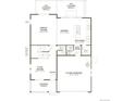 First floor plan featuring a kitchen, dining room, living room, and two-car garage at 2644 Simpson Ln, Erie, CO 80026