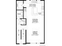 Floorplan of the second level showing kitchen, dining, great room, and powder room at 14269 Currant St, Broomfield, CO 80020
