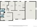 Detailed floor plan showing layout of bedrooms, kitchen, living room, garage, and bathrooms at 726 Mobile St, Aurora, CO 80011