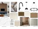 A curated selection of interior design elements, including tile, lighting, and flooring samples at 882 Eldorado Dr, Superior, CO 80027