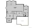 Basement floor plan with recreation room, flex room, sixth bedroom, bathroom, and storage space at 1598 Green Fern Pt, Castle Rock, CO 80104