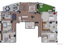 Expansive floor plan showcasing an open living area with multiple bedrooms and balcony access at 1133 14Th St # 4150, Denver, CO 80202