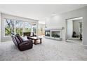 A spacious living room featuring a fireplace, plush furniture, and large windows at 7276 Brighton Ct, Castle Pines, CO 80108