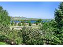 Scenic lake view from this property with lush greenery and mountains in the background at 10565 Kicking Horse Dr, Littleton, CO 80125