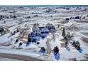 Wide aerial view showing the house's location and surrounding landscape at 33100 Ridgeview Loop, Elizabeth, CO 80107