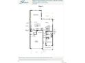 First floor layout featuring a great room, kitchen, dining area, bedroom, 2-bay garage, and covered patio at 1287 Stillspring Ln, Castle Pines, CO 80108