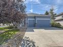 Charming single-Gathering home with a two-car garage, landscaped front yard, and a blue exterior at 17284 E Hawksbead Dr, Parker, CO 80134
