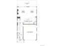 First floor plan showcasing an open layout with gourmet kitchen, dining area, and two-car garage at 11217 Mount Emma Dr, Englewood, CO 80112