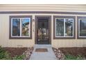 Close-up of the front door and entryway with security features at 3512 S Kittredge St # A, Aurora, CO 80013