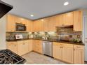 Modern kitchen features light wood cabinetry, granite countertops, and stainless steel dishwasher at 312 Allen St, Golden, CO 80401