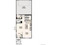 Floor plan of the main level, including a two-car garage, kitchen, and great room at 14109 Deertrack Ln, Parker, CO 80134