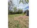 Backyard featuring green grass and trees, offering a serene and natural setting at 1100 N Hanover St, Aurora, CO 80010