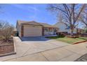 Suburban home featuring a well-maintained lawn, attached garage, a covered front porch, and a spacious driveway at 10142 Josephine St, Thornton, CO 80229