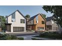 New homes boast modern farmhouse design, two car garages and well landscaped surroundings in elevation view at 621 Lombardi Cir, Louisville, CO 80027