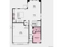 Layout of first floor showcasing kitchen, dining, great room, 2-car garage and one bedroom at 3343 N Catawba Way, Aurora, CO 80019