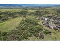 Aerial view showing the property's location in a neighborhood adjacent to a large open space area at 1133 Lucky Ct, Castle Rock, CO 80109