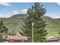 Breathtaking mountain view framed by mature trees, visible from this homes window at 18445 W 59Th Dr, Golden, CO 80403
