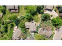 Overhead view of property, highlighting the landscaped yard and surrounding greenery at 6083 S Glencoe Way, Centennial, CO 80121
