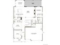 Detailed first floor floorplan featuring a gourmet kitchen, great room, dining, mud room, and three-car garage at 5485 Riverbend Ave, Firestone, CO 80504
