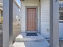 Close-up of the front door of a modern home, showcasing a sturdy door and entrance at 4773 Kittredge St, Denver, CO 80239