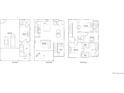 Floor plan showing layout of 1st, 2nd and 3rd floors, including 4 bedrooms, 3 baths, kitchen and garage at 7728 S Cherokee Trl, Centennial, CO 80016