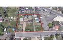 Aerial view of lots at 971 S Wolff St, outlined in red, showing the layout of the property at 971 S Wolff St, Denver, CO 80219