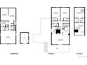 Detailed floor plan showing layout of the basement, floor 1, floor 2, and shed at 8691 S Warhawk Rd, Conifer, CO 80433