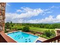 In-ground pool with golf course views at 8993 Stonecrest Way, Highlands Ranch, CO 80129