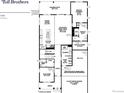 Floor plan of the first floor, which features a kitchen, living area, and 3-car tandem garage at 3027 Newfound Lake Rd, Berthoud, CO 80513