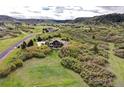 Overhead view of a lovely home surrounded by vibrant foliage and verdant lawns at 580 Summer Mist Cir, Castle Rock, CO 80104
