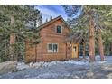 Charming cabin with wood siding surrounded by trees, rocks, and a gravel driveway at 609 Brook Dr, Idaho Springs, CO 80452