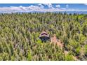 Overhead shot of a serene home surrounded by lush trees with mountain views at 11333 Conifer Mountain Rd, Conifer, CO 80433