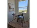 Cozy home office with a window view, modern desk, stylish decor, and patterned rug at 6077 Idlewild Pl, Brighton, CO 80601