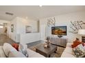 Open-concept living room with contemporary decor and a cozy seating arrangement at 1885 Mount Monroe Dr, Berthoud, CO 80513