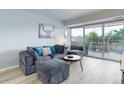 Cozy living room showcasing a comfortable seating area with a view of the balcony through sliding glass doors at 800 N Washington St # 508, Denver, CO 80203