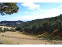 Picturesque landscape view of rolling hills, dense forests, and a distant city skyline on a sunny day at 21849 Cabrini Blvd, Golden, CO 80401