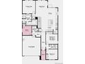 Detailed first floor plan featuring a primary suite, great room, kitchen, study, two-car garage, and two bedrooms at 17075 W 92Nd Loop, Arvada, CO 80007