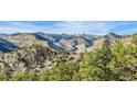 Expansive mountain range with snow capped peaks and lush green valleys beneath a vibrant blue sky at 2433 Dogie Spur, Golden, CO 80403