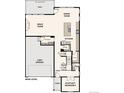 Floor plan showcasing an open-concept main level with a kitchen, dining room, great room, and 2-bay garage at 14128 Bunny Hop Ln, Parker, CO 80134