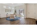 Bright living room with modern furniture, a blue rug, and plenty of natural light at 18824 Robins Dr, Denver, CO 80249