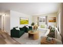 Bright living room featuring a neutral color palette, comfortable seating, and a large window at 740 Lotus Way, Broomfield, CO 80020