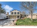 Charming two-story home with a manicured front lawn and welcoming curb appeal under a blue sky at 2023 S Rifle St, Aurora, CO 80013